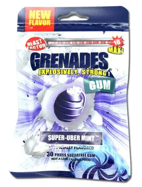 Grenades Super-Uber Mint Gum 60 g Snaxies Exotic Gum Montreal Canada