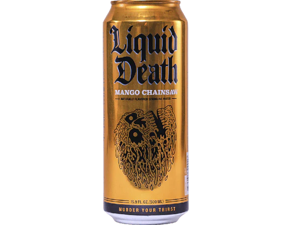 Liquid Death Mango Chainsaw 500 ml Snaxies Exotic Drinks Montreal