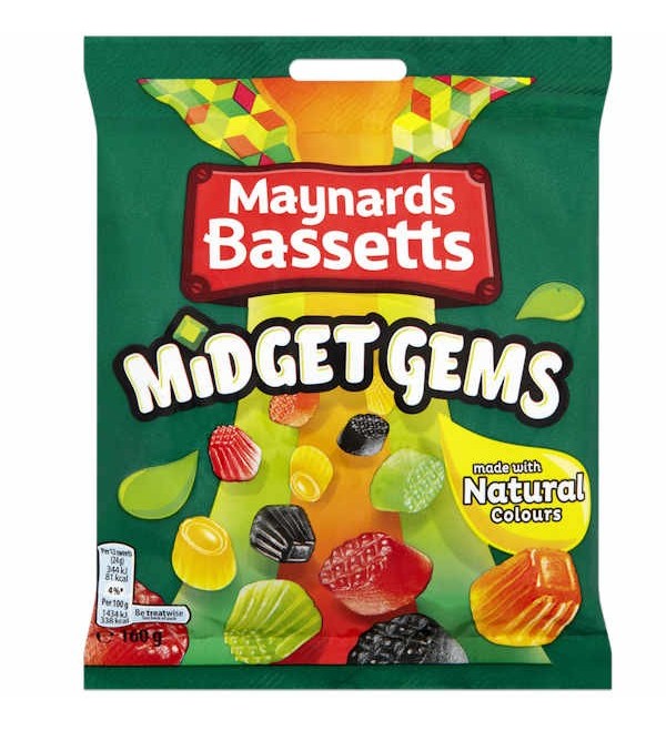 Maynards Bassetts Midget Gems 160 g Snaxies Exotic Candy Montreal Canada