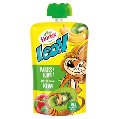 Hortex Leon Puree Apple Banana Kiwi 100 g Snaxies Exotic Snacks Montreal Canada