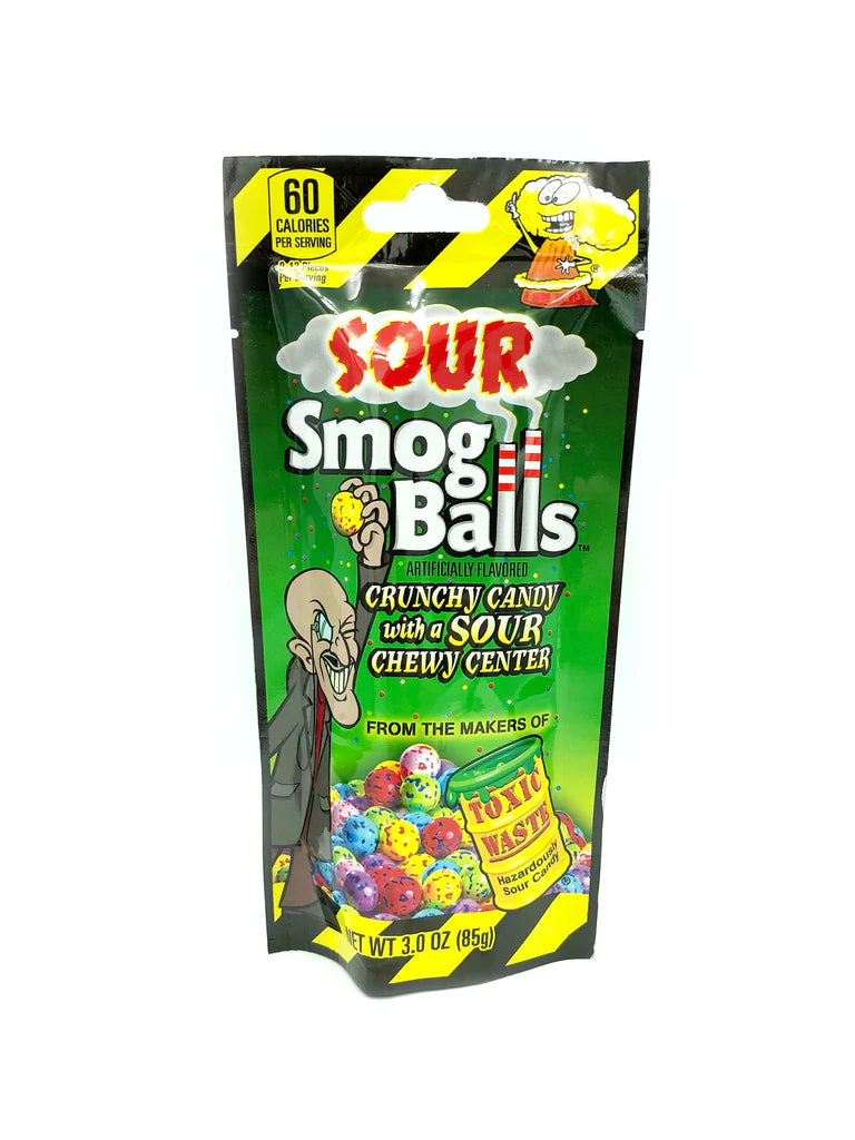 Toxic Waste Sour Smog Balls Bag 85 g Snaxies Exotic Candy Montreal