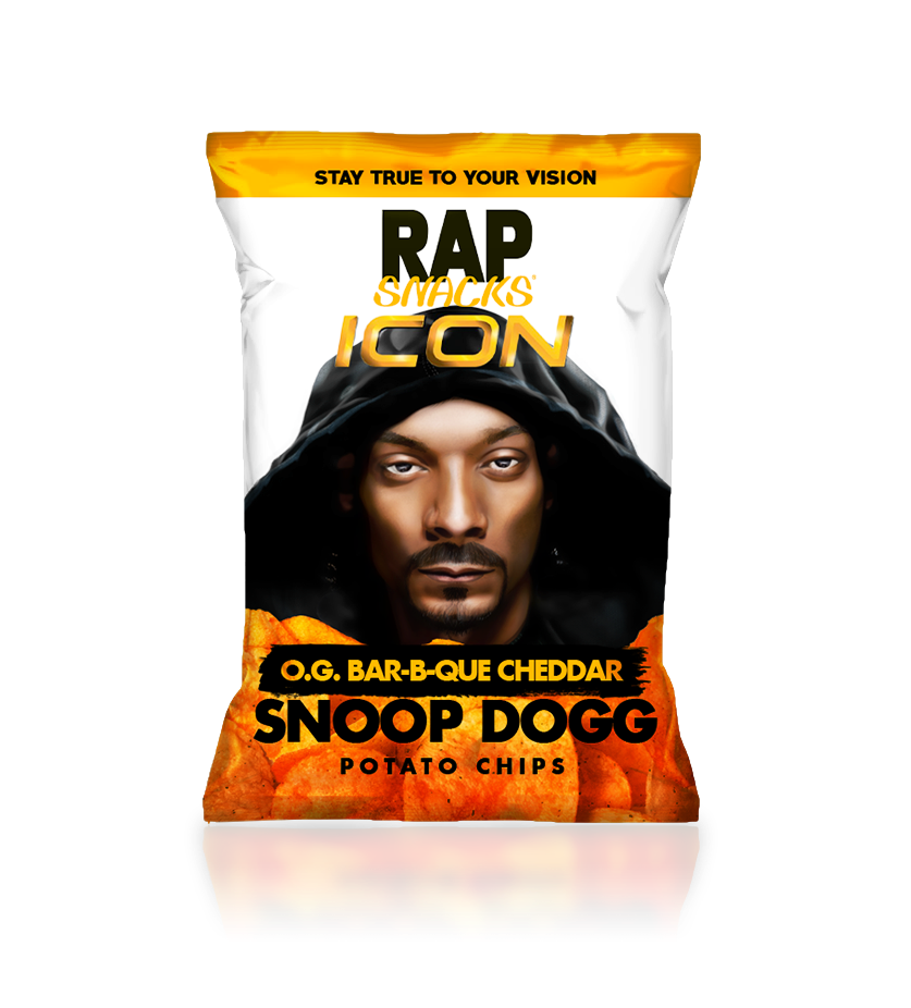Rap Snacks Snoop Dogg O.G. Bar-B-Que Cheddar 71 g Snaxies Exotic Chips Montreal Canada