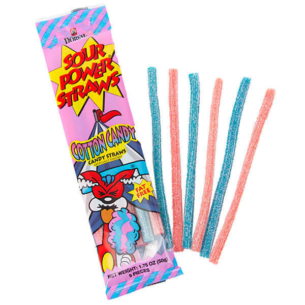Sour Power Cotton Candy Straws 50 g Snaxies Exotic Candy Montreal Canada