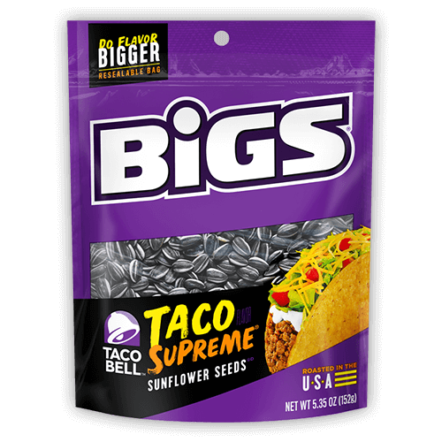 Bigs Taco Bell Taco Supreme Sunflower Seeds 152 g Snaxies Exotic Snacks Montreal Canada