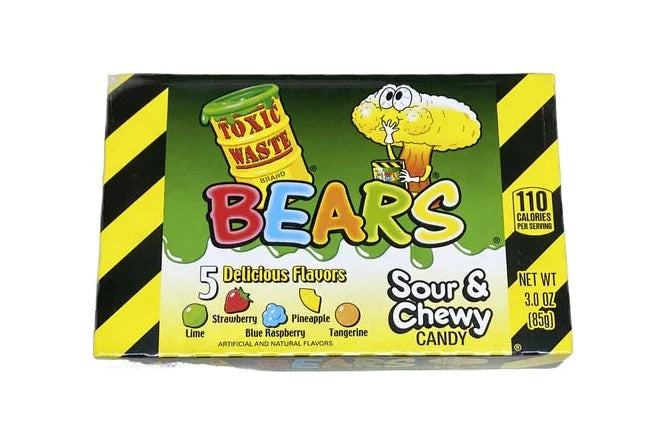 Toxic Waste Sour Bears Theatre Box 85 g Snaxies Exotic Candy Montreal Quebec Canada 