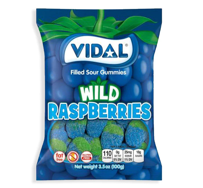 Vidal Gummi Sour Wild Raspberry 100 g Snaxies Exotic Candy Montreal Canada