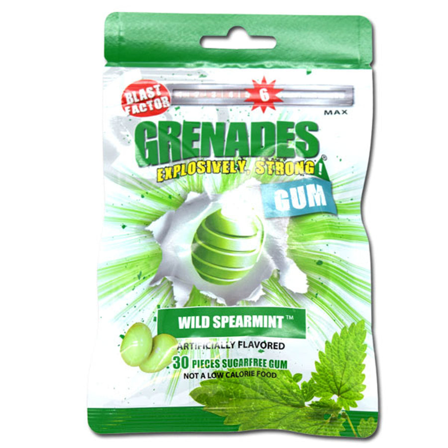 Grenades Wild Spearmint Gum 60 g Snaxies Exotic Gum Montreal Canada